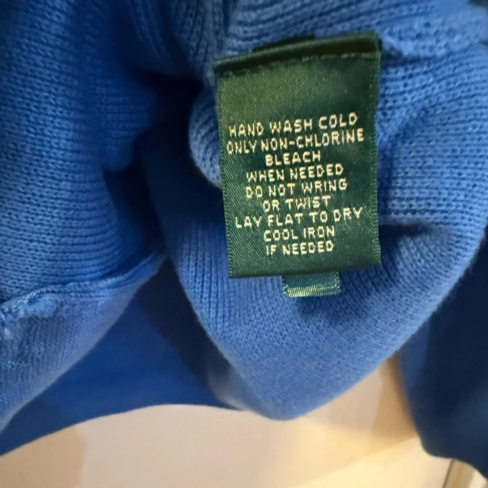 Lauren Ralph Lauren Blue Knit Cardigan Sweater Jacket, Size 1X - Picture 7 of 7